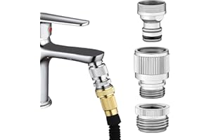 Hsmhose Sink Faucet Quick Connector,Faucet Adapter for Sink Connection Shower Hose/Garden Hose/Portable Washing Machine,Pet Bathing Chrome