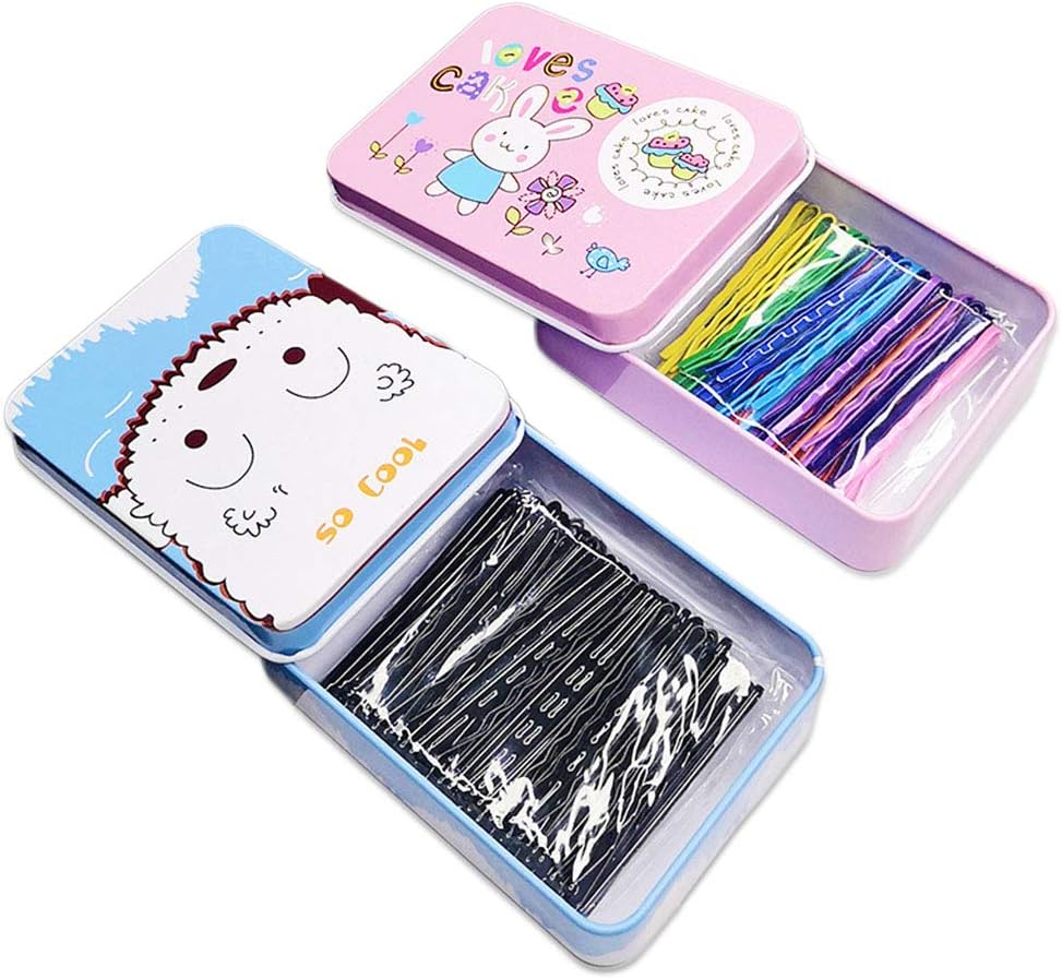 YUIP 150 Pieces Hair Clips Metal Hair Pins with Portable Box Black / Color Mini Hair Clips for Hair Styling Decoration