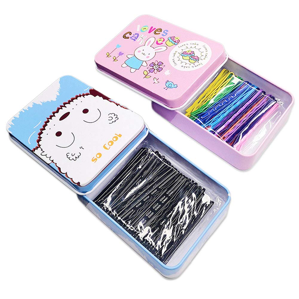 YUIP 150 Pieces Hair Clips Metal Hair Pins with Portable Box Black / Color Mini Hair Clips for Hair Styling Decoration