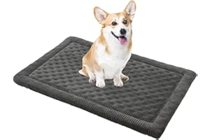 MINIDEAR Dog Crate Pad, Crate Bed Non-Skid Kennel Pad, Rubber Backing Memory Foam for Dog Bed Mat, Machine Washable Dog Bed f