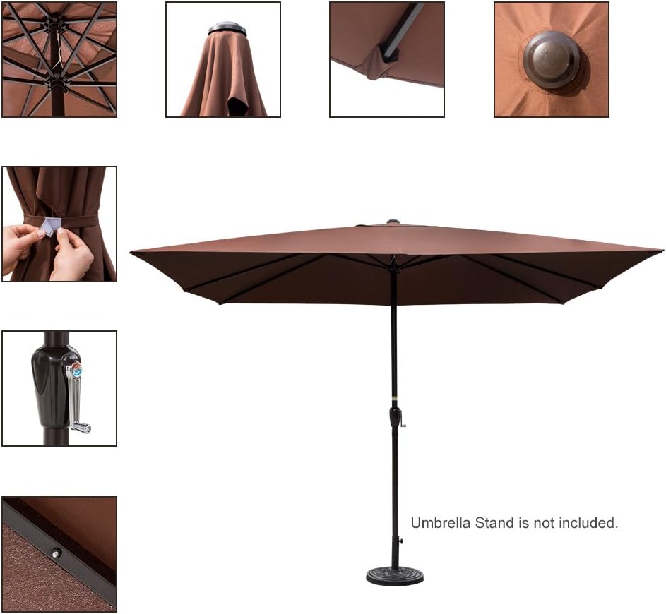 Amazon Com Sundale Outdoor 8x11 Ft Rectangular Patio Umbrella Table Market Umbrella With Crank Lift For Garden Deck Backyard Pool 8 Steel Ribs 220g Polyester Canopy Coffee Garden Outdoor