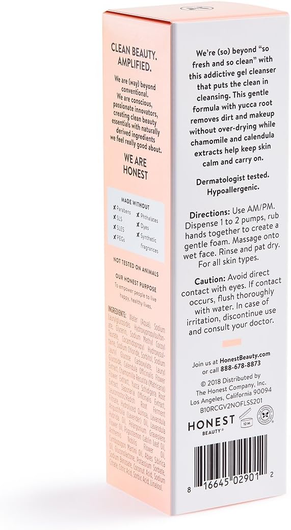 Honest Beauty Gentle Gel Cleanser with Chamomile & Calendula Extracts | Sulfate Free, Paraben Free | 5.0 Fl. Oz.: Health & Personal Care