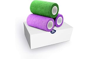 WePet Pet Wrap, Self-Adhesive Non-Woven Bandage, Emergency Cohesive Gauze, for Dogs, Cats, Horse, Birds, Wounds, Wrist Healing, Ankle Sprain, 4 Inch, 3 Rolls