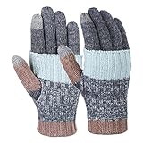 Vbiger Women Winter Gloves Warm Long Knit Gloves Fashionable Outdoor Windproof Full-finger Mittens (Dark Grey)