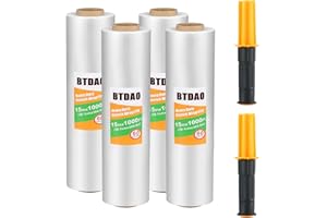 4 Rolls Stretch Wrap 15"x1000 Feet Stretch Film Shrink Wrap Packing Moving Suppliers for Shipping Moving Suppliers Packing Pa