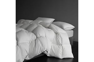 DOWNFORT Luxury Feathers Down Comforter King Size - 750 Fill Power All Season Duvet Insert, Ultra-Soft Hotel Quality Collection Bed Comforter, Fluffy and Cozy -White, King 106 X 90”