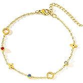 Mifexi 14K Gold Plated Four Leaf Clover Chain Bracelet for Women Dainty Trendy Adjustable Non Tarnish Stackable Link Chain Bracelet Set Jewelry Gifts for Women