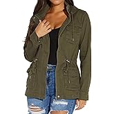 VisiChenup Casual Jacket for Women Fall Long Sleeves Utility Trendy Coat with Zipper Pocket