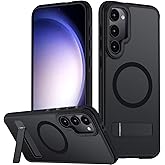 Mondelete for Samsung Galaxy S23 Case, [Compatible with MagSafe], Adjustable Kickstand,Military Grade Drop Tested, Translucent Matte Phone Case for Galaxy S23 Case (Black)