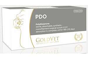 GoldVet PDO Veterinary Suture 4-0, 3/8 Round 19mm Reverse Cutting Needle (Comparable to PDS II), 35"