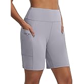 baleaf Women's 7" Bermuda Shorts Athletic Running Long Shorts High Waisted with Zipper Pockets Workout Gym Hiking Shorts