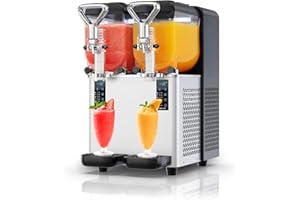 Slushie Machine 4L x 2 Tank with LED Lights, 400W High Power Slushy Machine for Commercial & Home Use, No Ice Needed, Margari