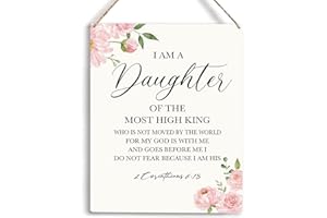 YCYD Inspirational Wall Art Daughter Gifts I Am A Daughter of The Most High King Nursery Decor Christian Religious Gifts for Women Her Girl Daughter Bible Verse Wall Art Wooden Hanging Sign 8 x 10 Inches