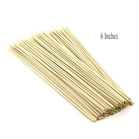Pindia 6 Inches (Set of 100pc) Bamboo BBQ party sticks / Fruit skewer / kabab Skewer / Long BBQ Toothpicks