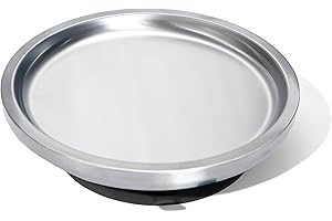 Avanchy Open Baby Plates with Suction – Stainless Steel Divided Plates for Toddlers, BPA-Free, Dishwasher Safe, Unbreakable, Non-Toxic, 100% Silicone Suction – Black