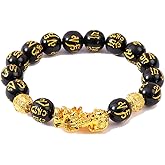 VIRAVENTO FengShui Wealth And Luck Bracelets-Elevate Your Energy with This Feng Shui Bracelet– Black Obsidian Pixiu Wealth Bracelets for Luck & Prosperity