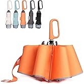 QWB TUMAAOTU Inverted Umbrella with Carabiner Handle, Compact Wind Proof Umbrellas For Rain and Sun Protection, Portable Reverse Folding Umbrella, Car Umbrella for Women Men, 10 Ribs