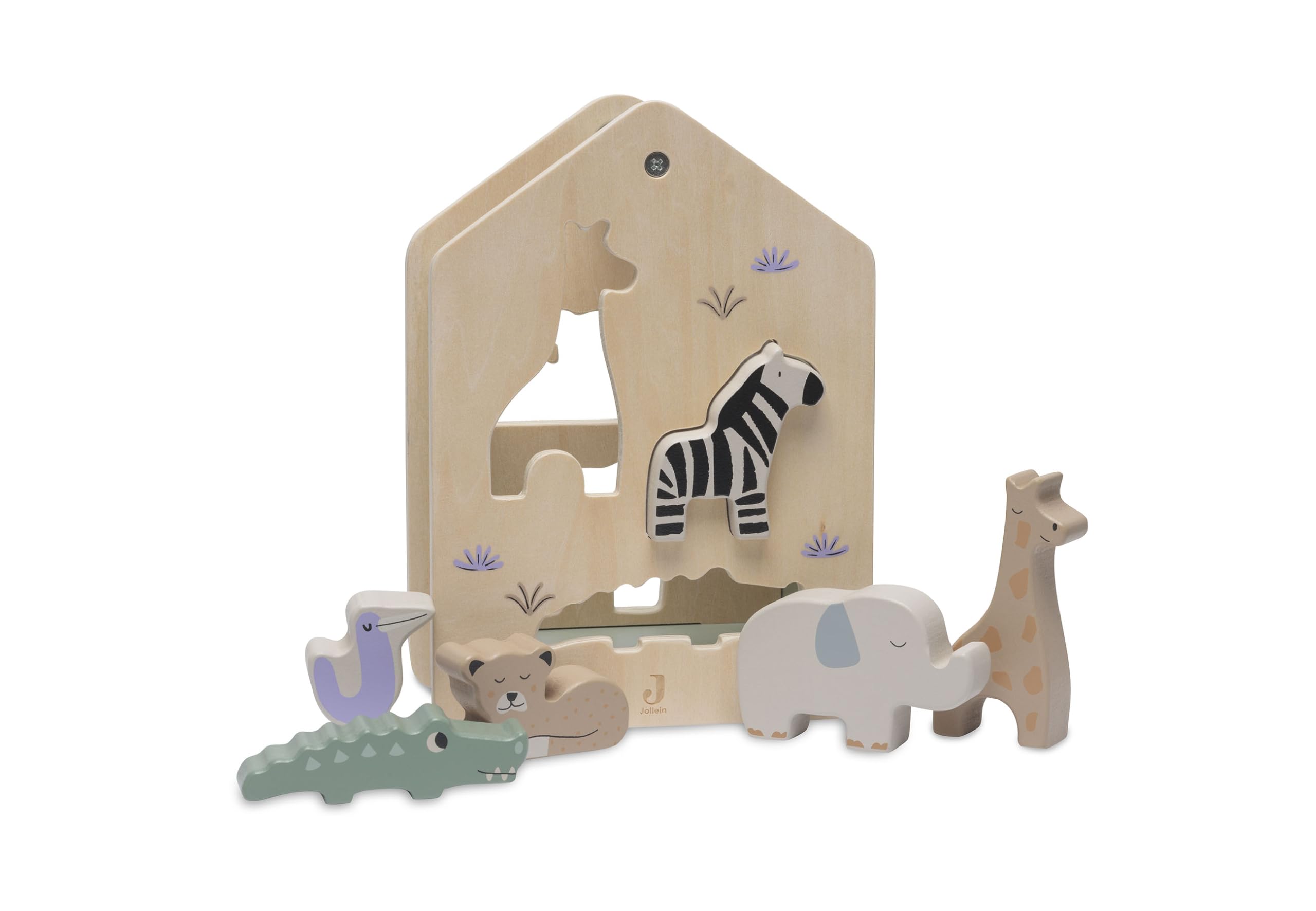 Jollein Wooden Toy - Shape Plug-In Game - Jungle Jambo - From 1.5 Years - 100% FSC Certified - Jungle Animals