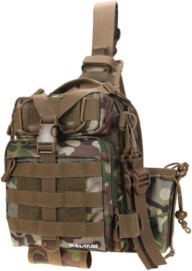RUNATURE Sling Bags, Mini Rifle Backpack for Men Single Shoulder Tackle Bag for Trekking Hiking Fishing Tactical Rucksack