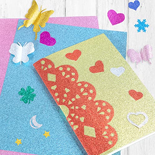 Shindel Glitter Cardstock Paper, 80 Sheets A4 Glitter Paper Bulk Premium Craft Cardstock 20 Colors for Cricut Card Making Paper Crafting