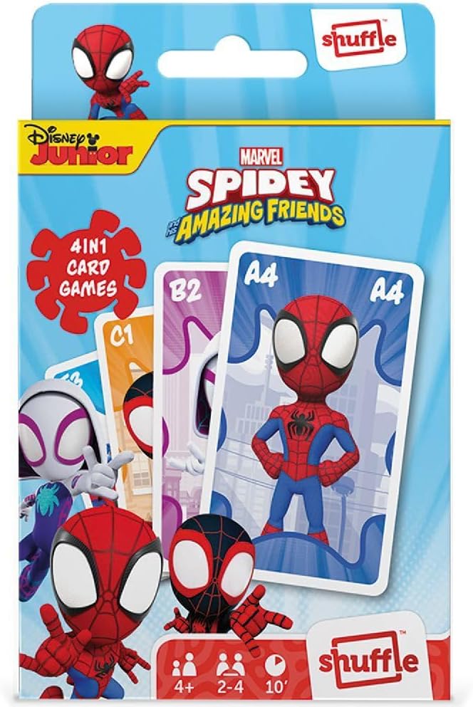 Shuffle Cartamundi Spidey 4 in 1 Card Game for Kids Ages 4+ Multicolor