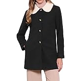 Allegra K Winter Coat for Women Contrast Collar Overcoat Mid-Long Single Breasted Pea Coat