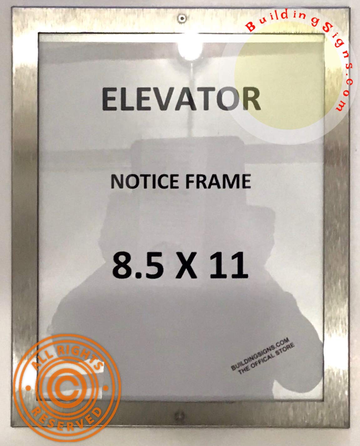 Elevator Notice Frame 8.5x11 (Lockable !!!, Stainless Steel, Heavy
