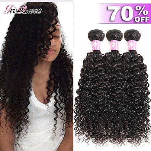 Iris Queen 8A Brazilian kinkys Curly Hair Weave 3 Bundles 100% Unprocessed Virgin Remy Human Hair Extensions 18 20 22inches Natural Black Hair