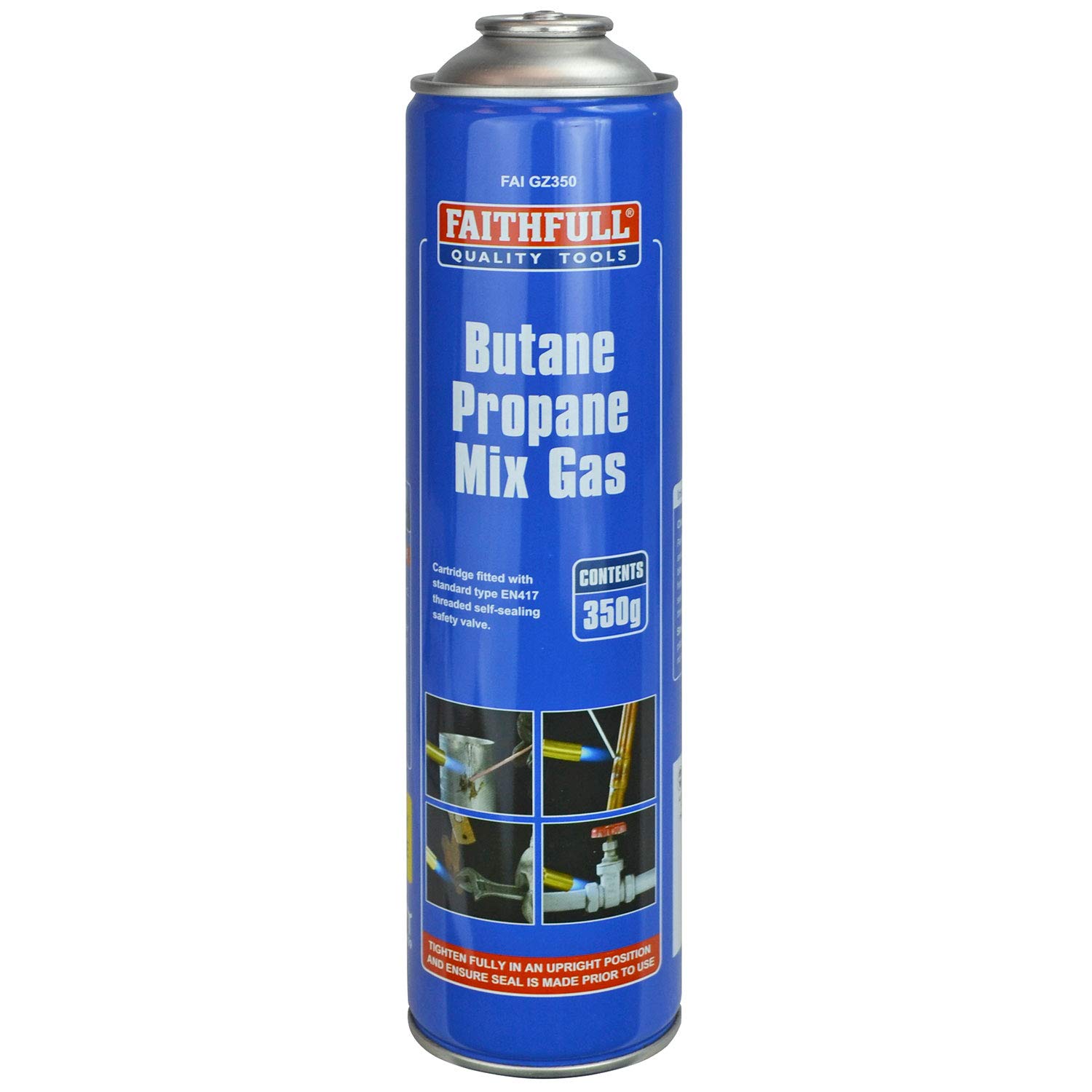 Faithfull FAIGZ350 Butane Propane Gas Cartridge 350g for use with blow torches fitted with an EN417 fitting