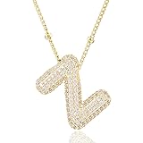 CCINPPY Letter Necklace, 14k Gold Plated Bubble