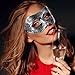 TecUnite 14 Pieces Unisex Retro Half Masquerade Masks Face Mask Venetian Mask for Fancy Dress Costume Party (silver)