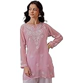 Ada Indian Hand Embroidered Chikankari Women's Georgette Kurti Top Tunic Shirt with inner A911300