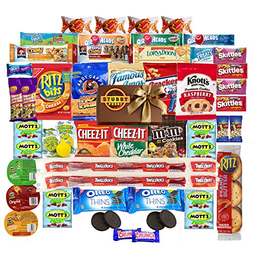 Stubby Pubby Care Package (45 Count) Snacks Bars Chips Candy Cookies Ultimate Variety Gift Box Pack Mixed Sampler Treats Assortment Basket Bundle College Students Office Fall Back to School Halloween
