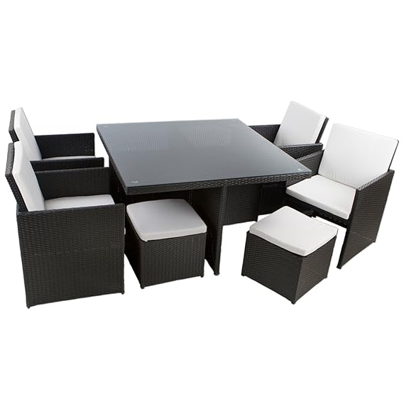Polyrattan Essgruppe Waikiki Beach XL - 21 teilig (schwarz)