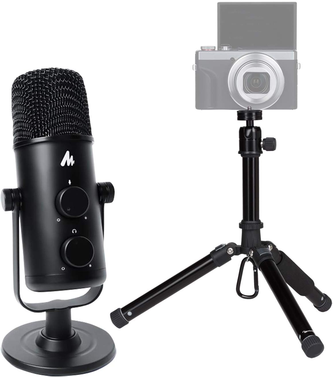 MAONO AU-903 USB Cardioid Condenser Desktop Microphone Kit with Portable Mid-Size Tripod, Multiple Pickup Patterns Mute