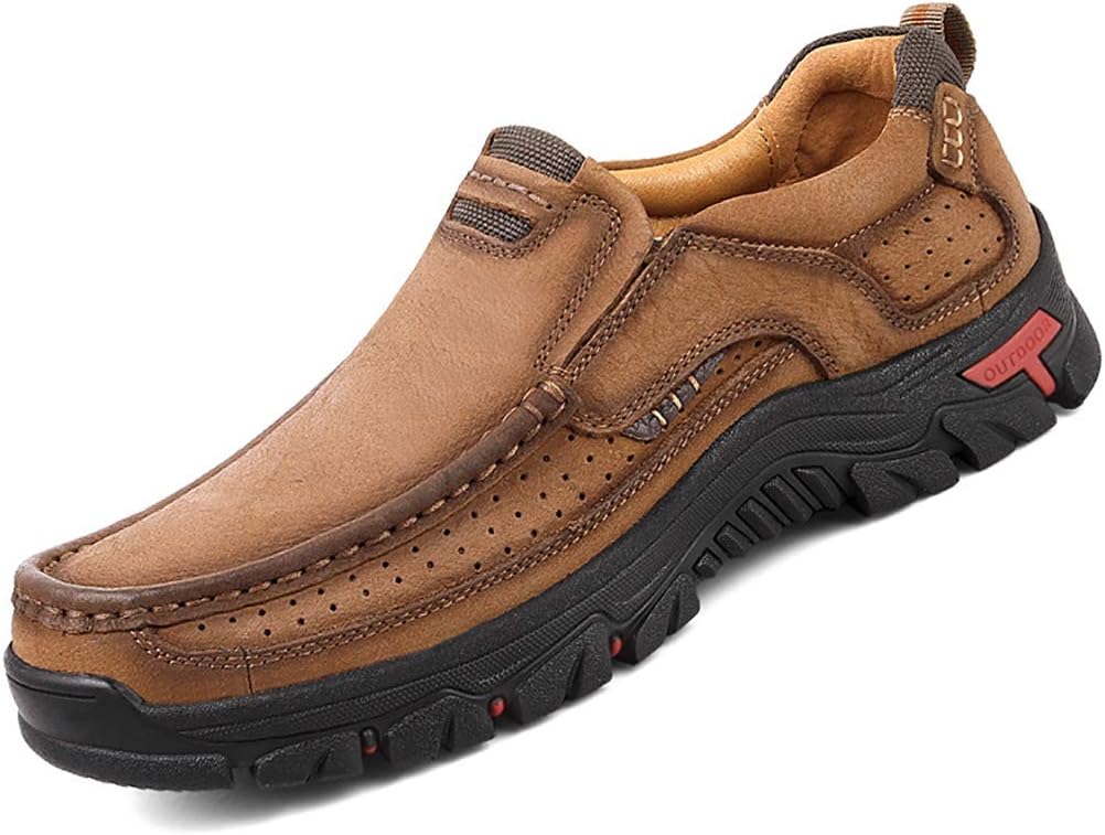 COSIDRAM Men Casual Shoes Summer Sneakers Loafers Breathable Genuine Leather Comfort Walking Shoes Fashion Driving Shoes Luxury Black Brown Leather Shoes for Male Business Work Office Dress Outdoor
