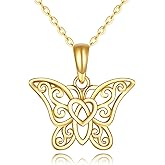 ELFRONT 14K Solid Gold Fox/Pig/Panda Necklace Pendant for Women,Simple Origami Style Moon Fox Necklace Birthday Gifts Jewelry for Boy & Girls (Yellow, 14K-Gold)