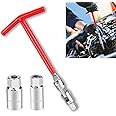 Wogomz T-Handle Spark Plug Socket Wrench with 16mm (5/8") & 21mm (13/16") Remover Installer, Universal Spark Plug Wrench Removal Tool for Motorcycles, Lawn Mowers, Small Motor Vehicles
