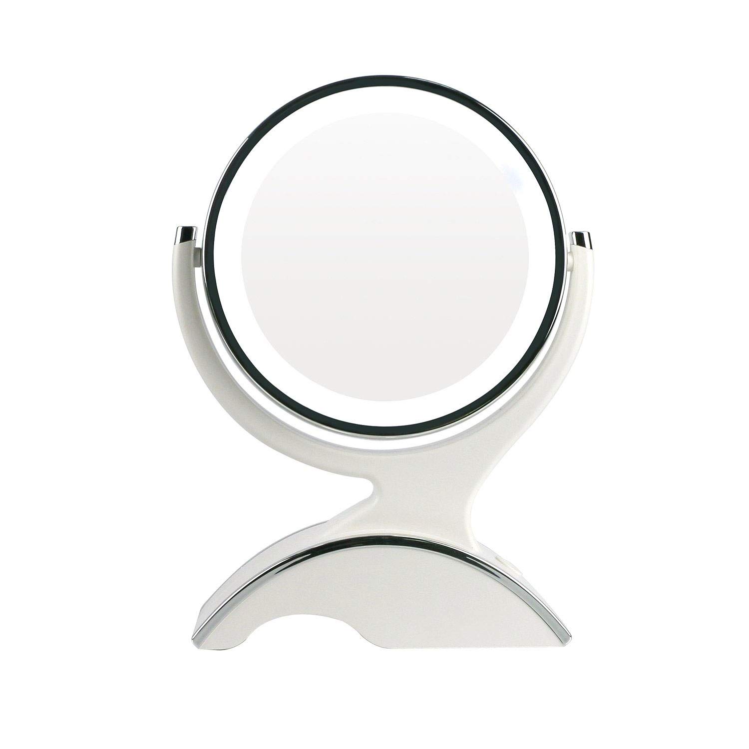 TZY Double-sided LED Lighting Vanity Mirror Battery Powered With 1X / 10X Magnification 360 Degree Rotating Table Mirror For Makeup Shaving And Facials