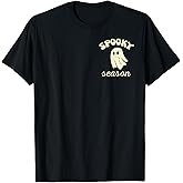 Halloween Ghost Spooky Season Costume Pocket Men Women Kids T-Shirt