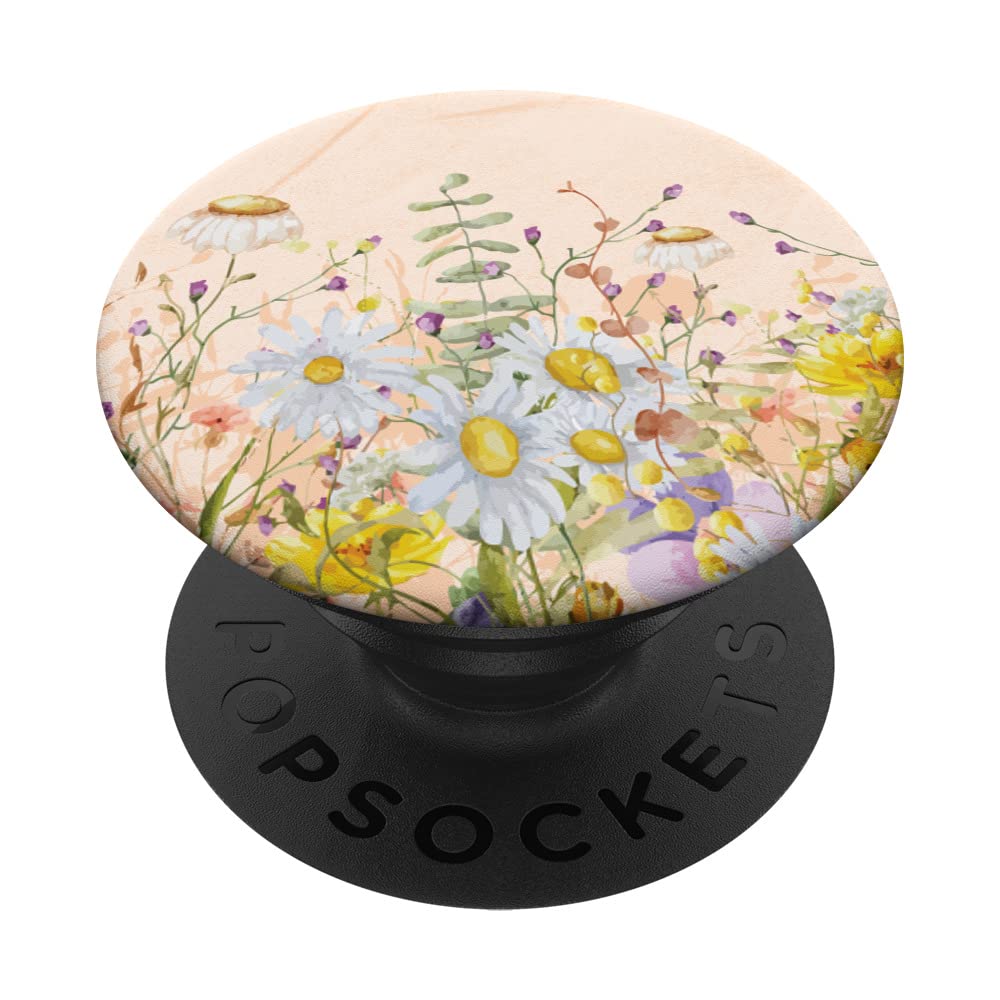 Minimalistic Daisy Flower Wildflower Floral Watercolor PopSockets Swappable PopGrip