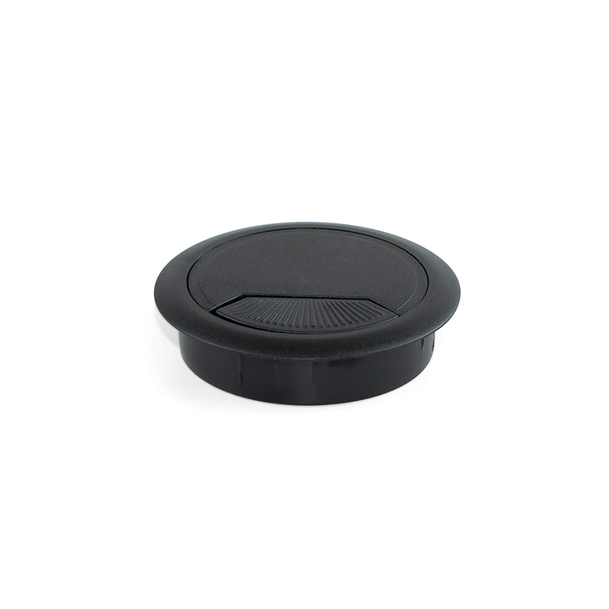 Emuca - Ø60mm round grommet from black plastic, desk cable grommet to build in table/desk/worktop, Set of 20 — image 1