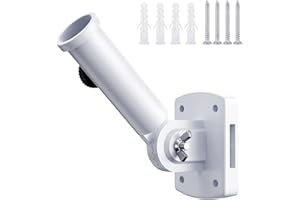 Flag Pole Holder for Outside House, hogardeck Adjustable Flagpole Bracket, Multi-Position Mounting Bracket with Hardwares, Premium Aluminum Alloy Strong and Rust Free Flagpole Holder (White)