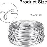 AUAUY 12 Gauge Aluminum Wire 2mm 100 Feet Bendable Craft Wire Silver view 2
