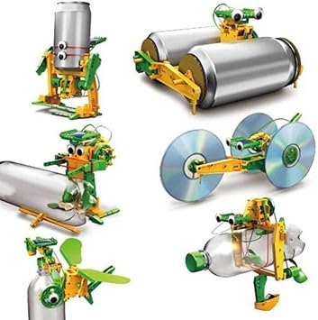 AdiChai Multi Coloured Educational 6 in 1 Green Solar Power Energy Robot Toy Recycle Kit Do it Yourself Learning No Batteries Required Gift Item for Ages 7 and up