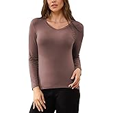 GYS Women's Pajama Tops Bamboo Viscose Soft and Moisture-Wicking Long Sleeve Underwear Base Layer