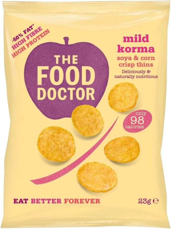 The Food Doctor Corn & Soy Crisp Thins - Mild Korma (23g)