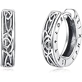 VONALA Viking Earrings for Women 925 Sterling Silver Celtic Hoop Earrings for Men Women Vintage Jewelry Gifts 16mm