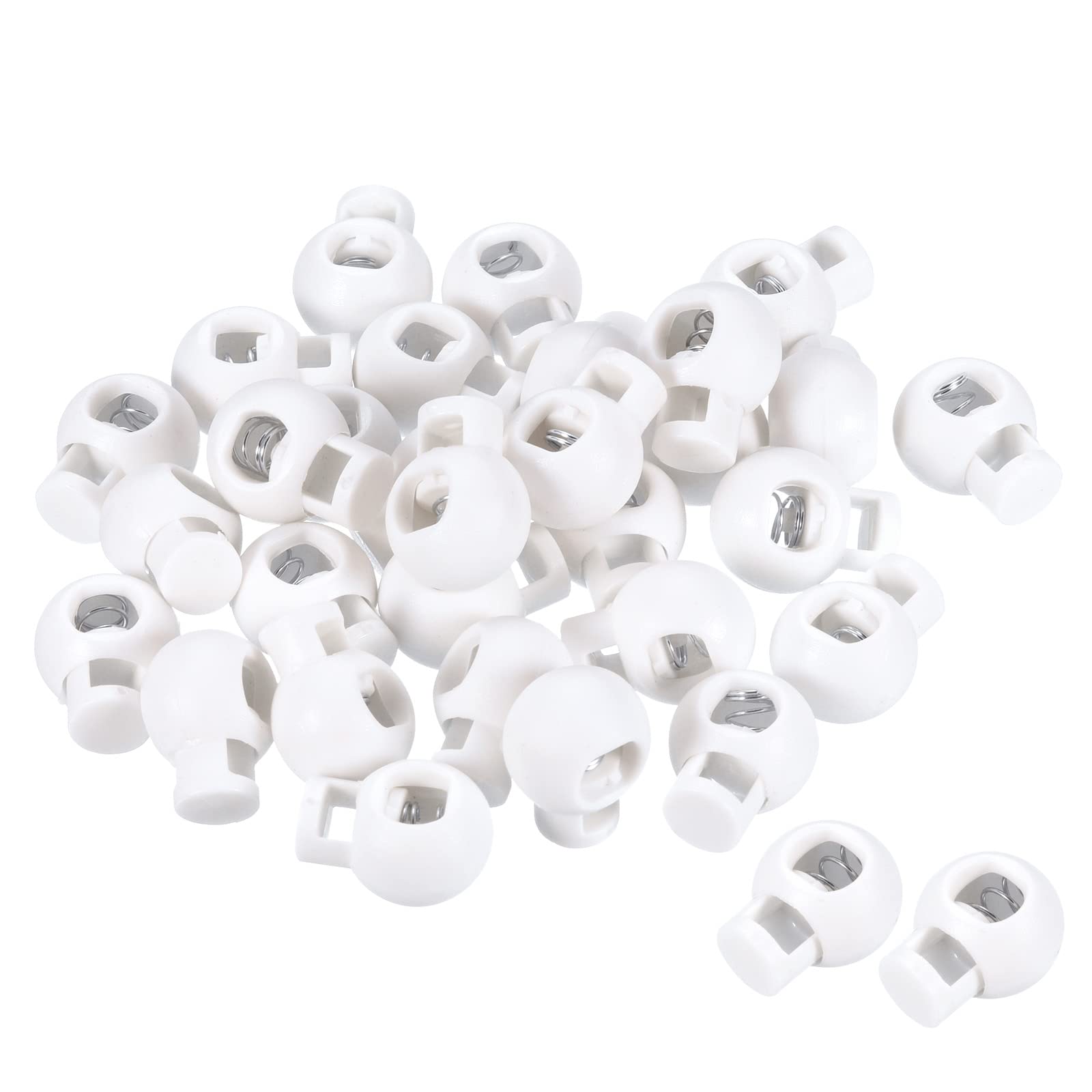 PATIKIL Cord Locks, 30 Pack Ball Spring Toggle Stopper for Drawstring Bag Shoelaces, Frosted White