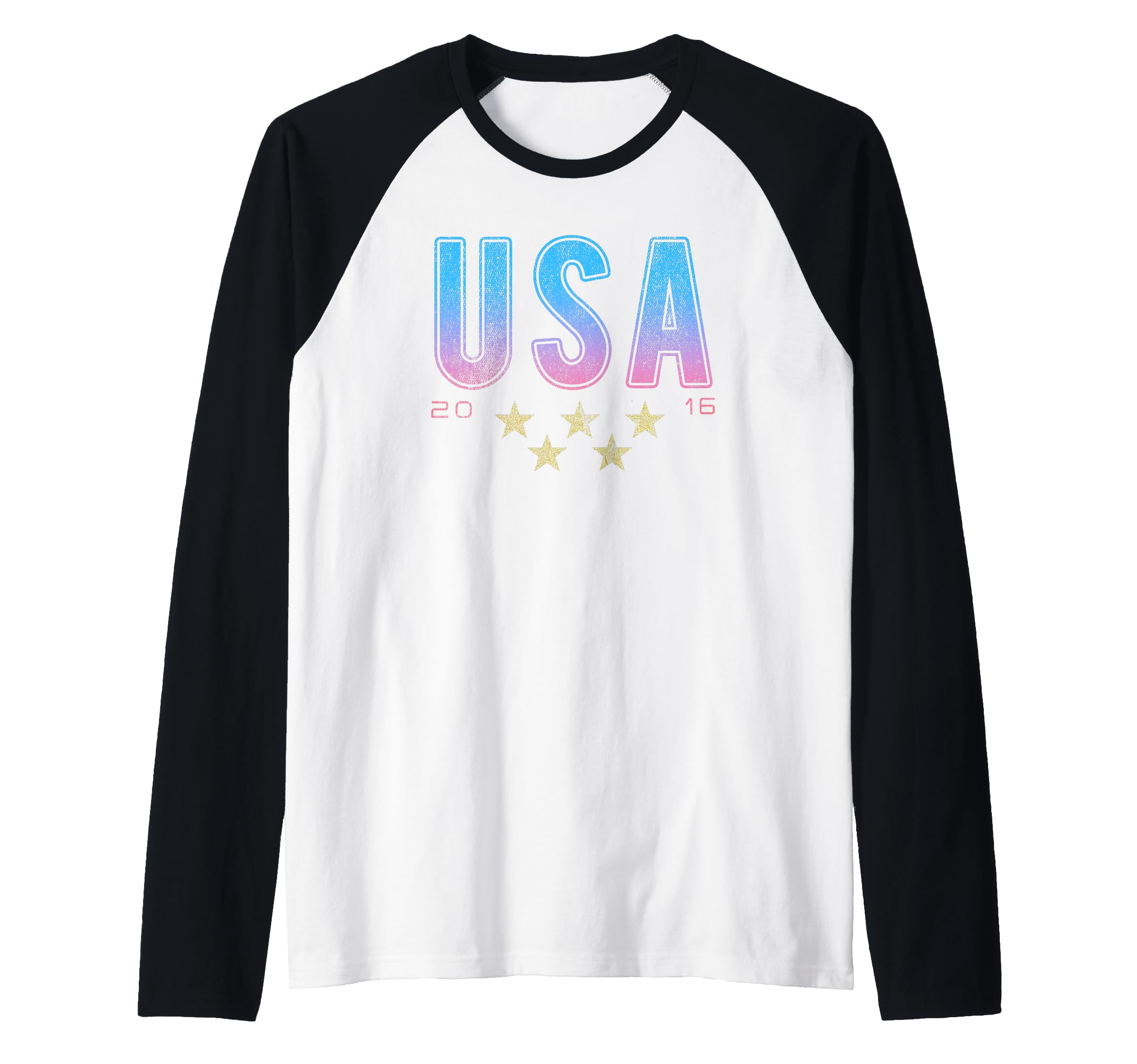 USA 2016 Gold Stars Raglan Baseball Tee
